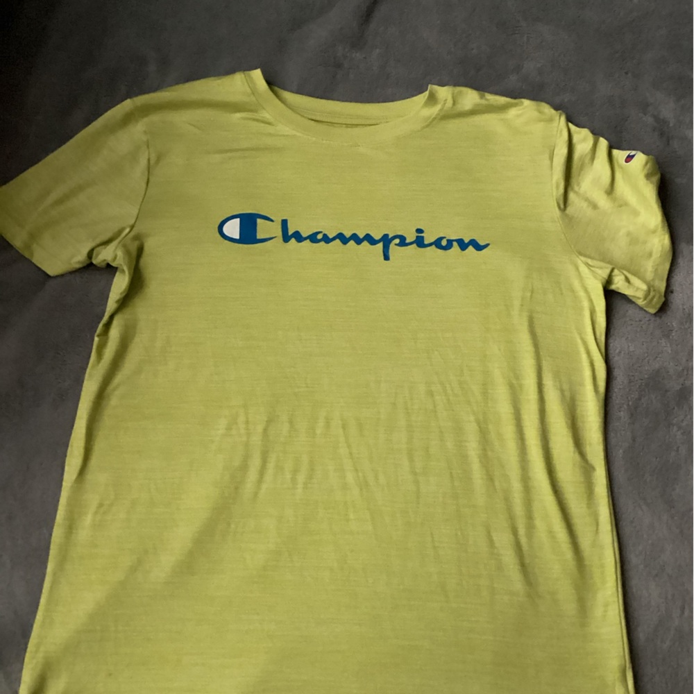 Champion Lime Green Tee with Navy Logo